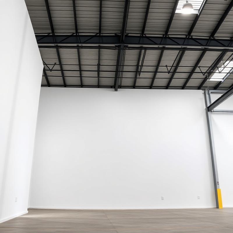 Freshly painted commercial warehouse interior